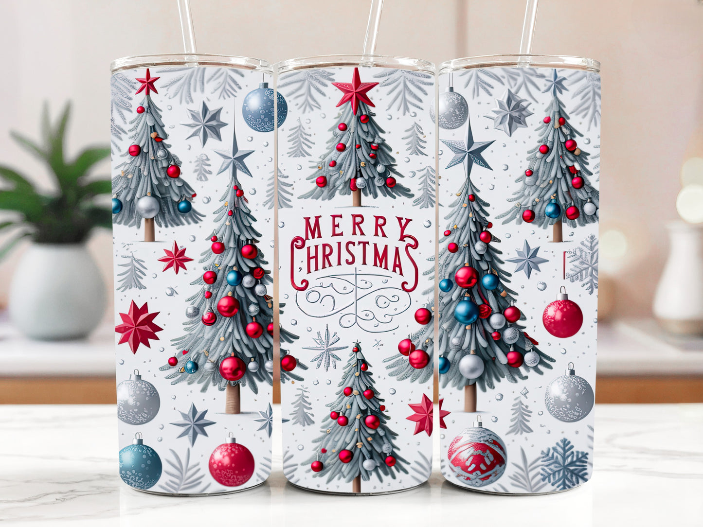 Christmas Celebration Insulated Tumbler, Holiday Stainless Steel Travel Tumbler