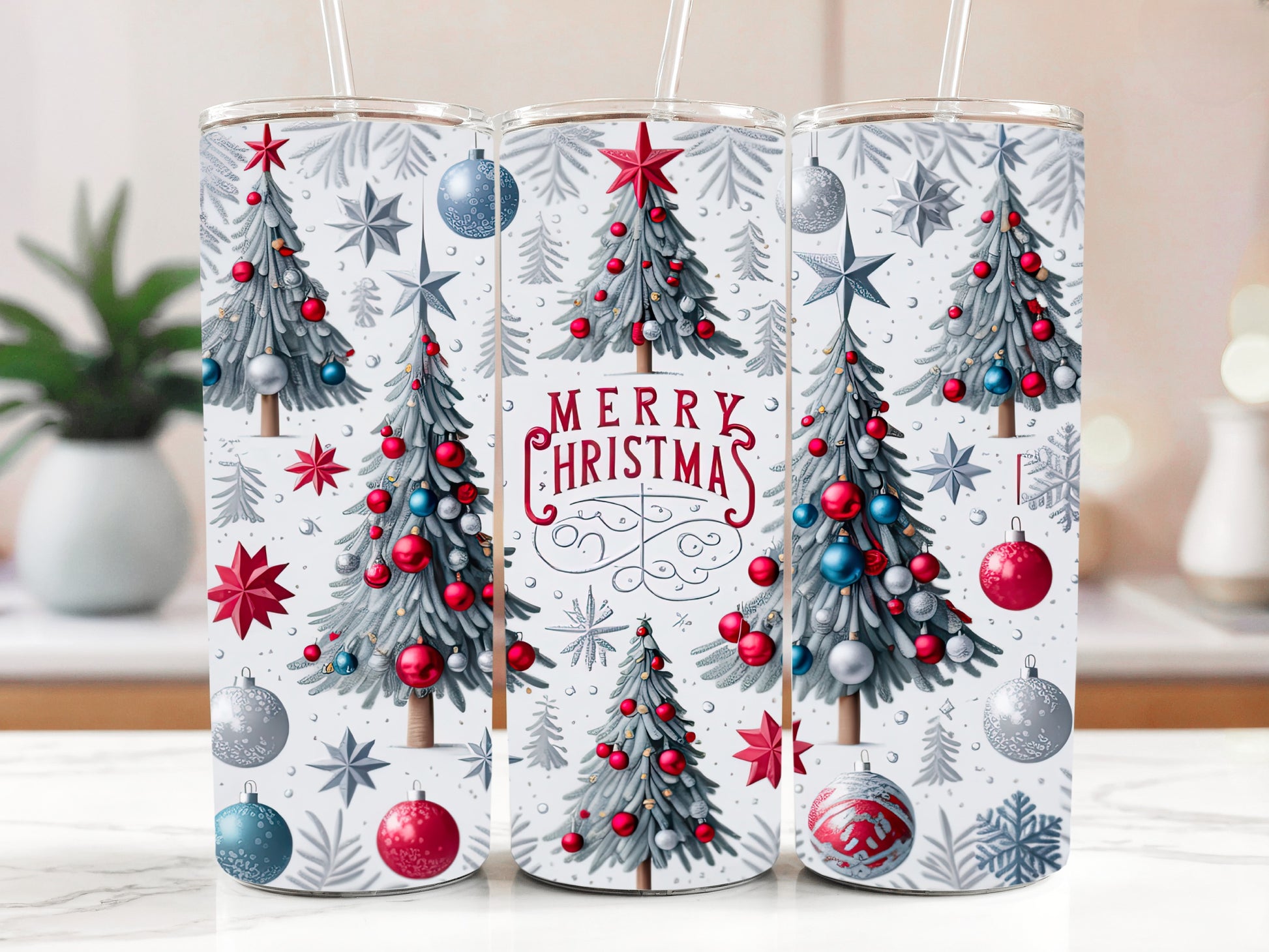 Christmas Celebration Insulated Tumbler, Holiday Stainless Steel Travel Tumbler