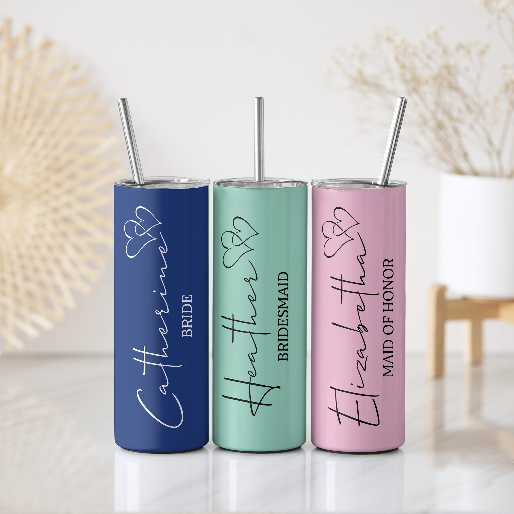 Colorful, Customizable Bachelorette Tumbler Set for Bride & Bridesmaids