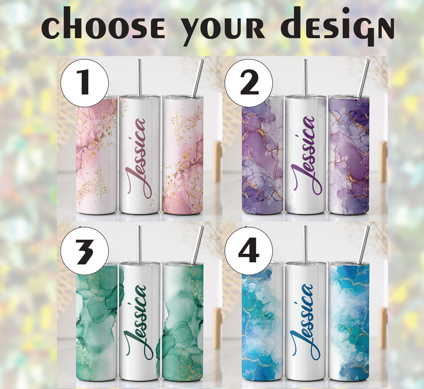 Custom Name Steel Water Bottle, Elegant Marble Tumbler - Perfect Gifts
