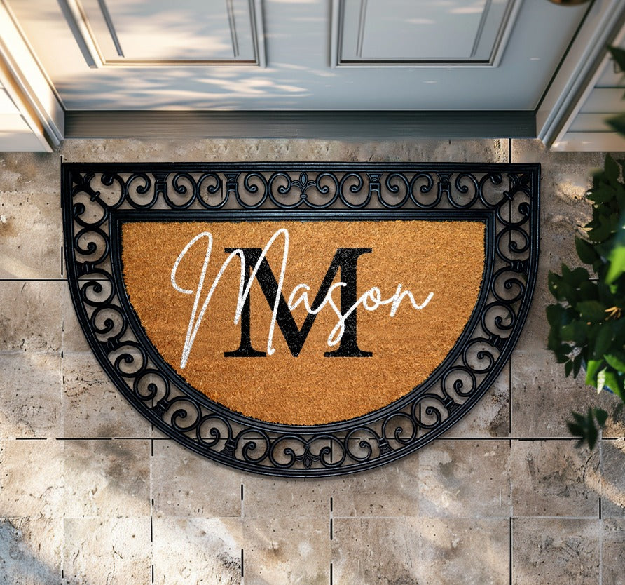 Elegant, Custom Last Name Doormat - Personalized Family Welcome Rug