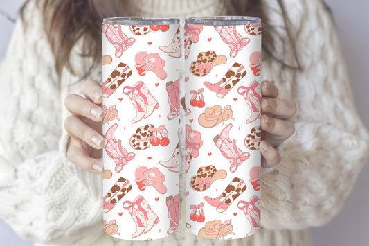 Country Girl Stainless Steel Travel Mug, Western Hat & Boot Design
