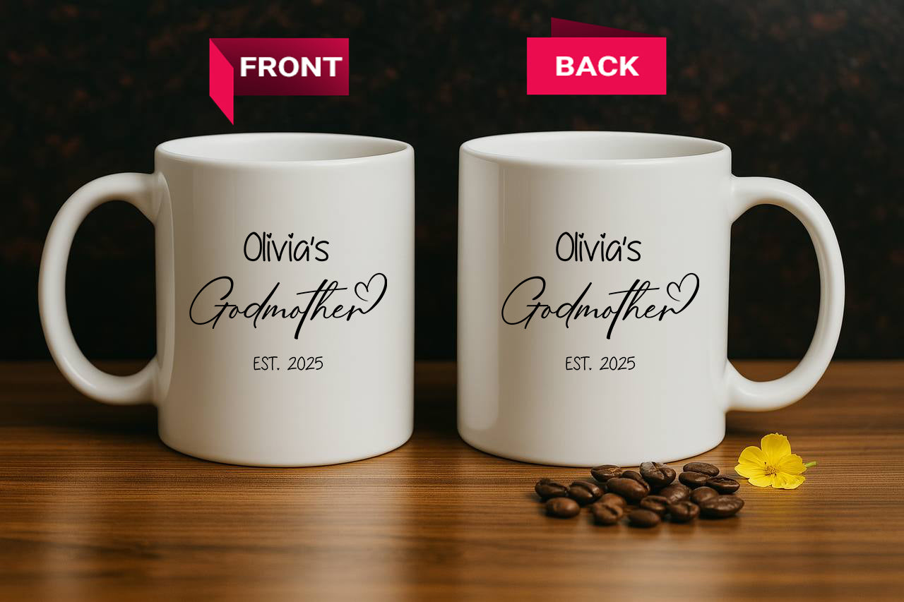 Est. 2025 Godparent Proposal Mug, Personalized Godmother Ceramic Cup Appreciation