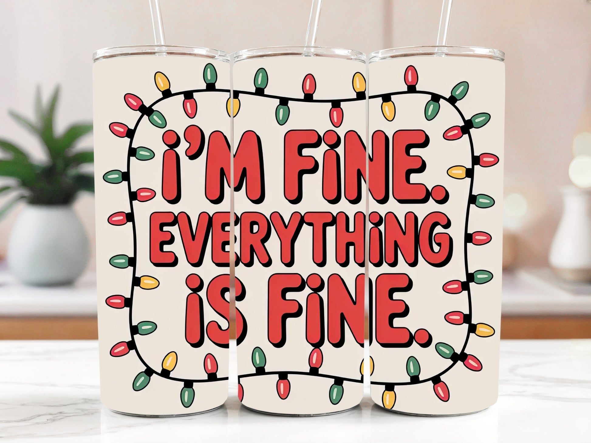 Sarcastic Christmas Lights Tumbler, Motivational Stainless Steel Bottle, Xmas Theme