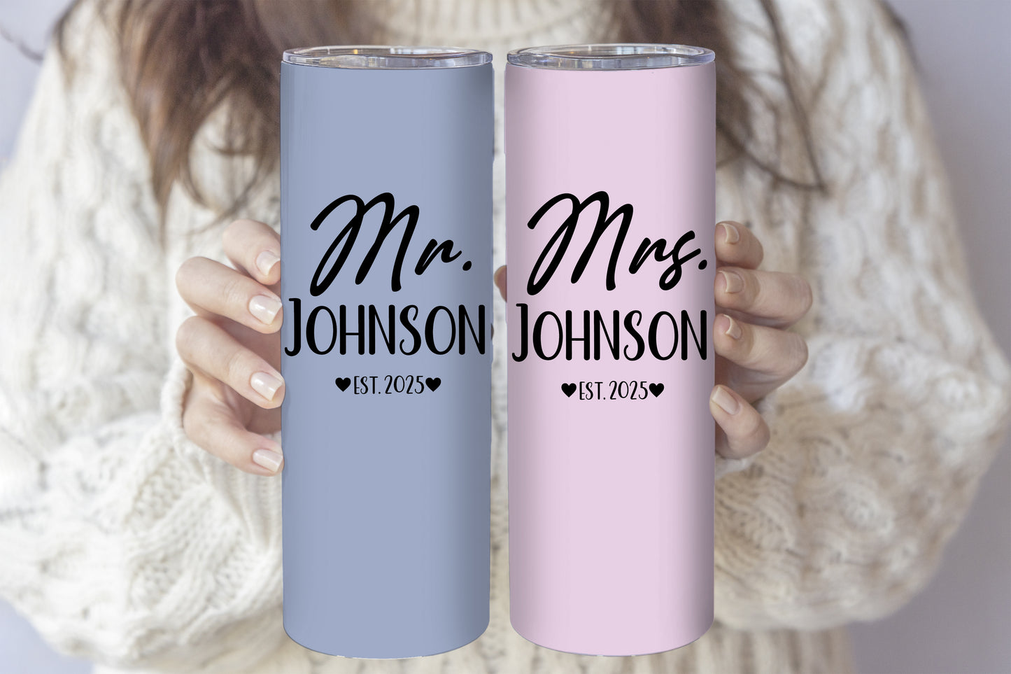 Celebrate Love with Mr And Mrs Stainless Steel Tumbler!