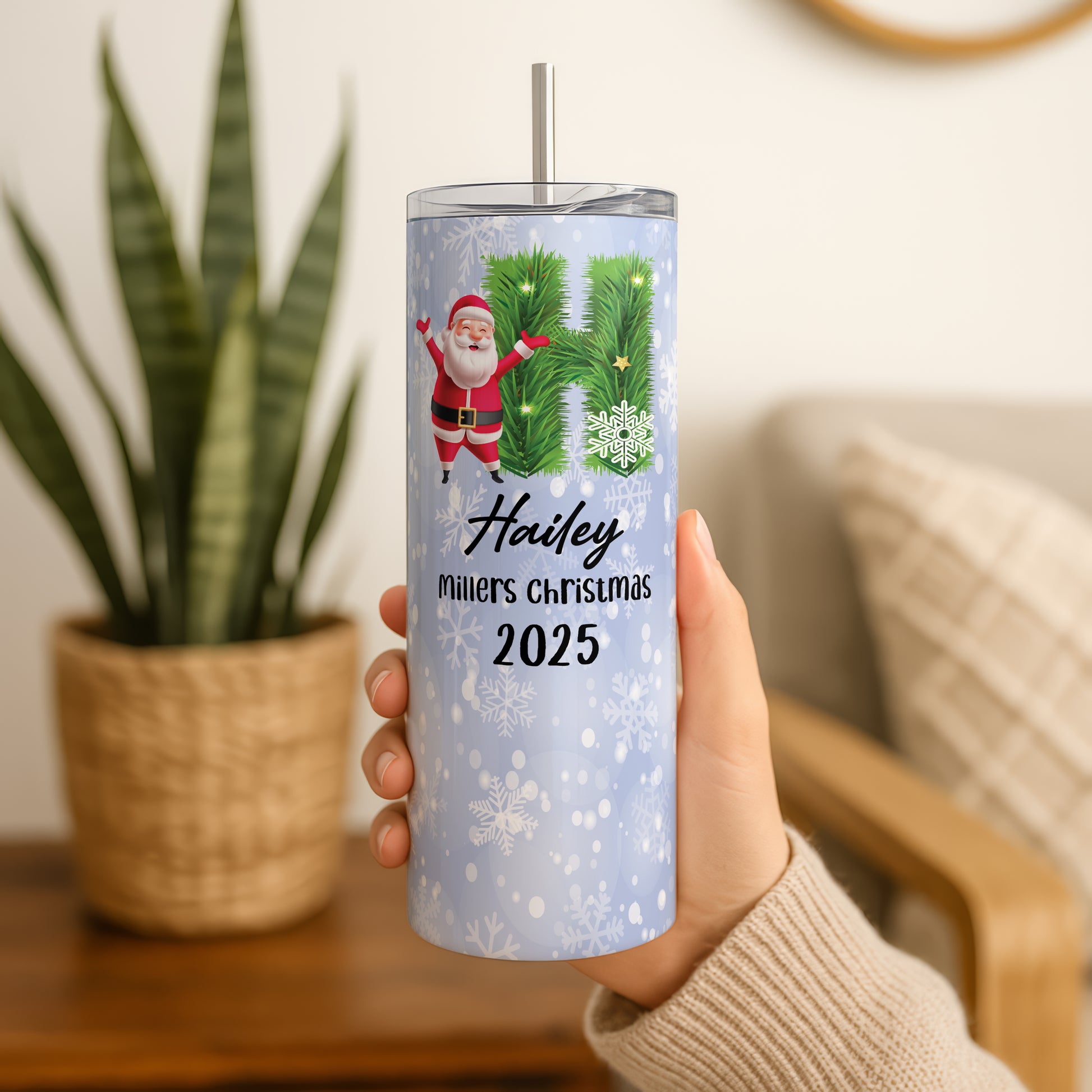 Custom Initials Tumbler Set, Festive Family Party Cups, Holiday Gift