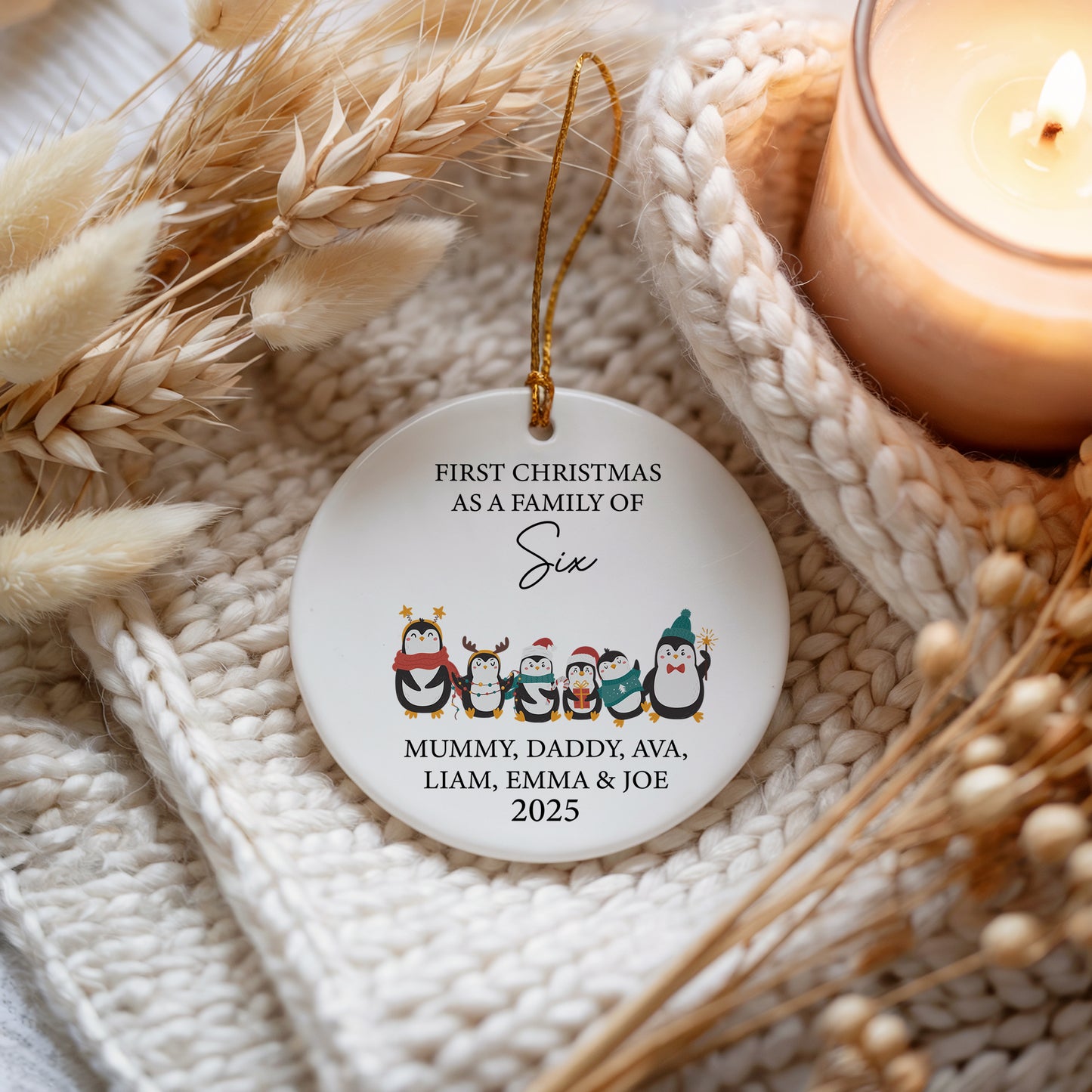 Adorable Penguins First Christmas Together Family Ornament, Ceramic Keepsake
