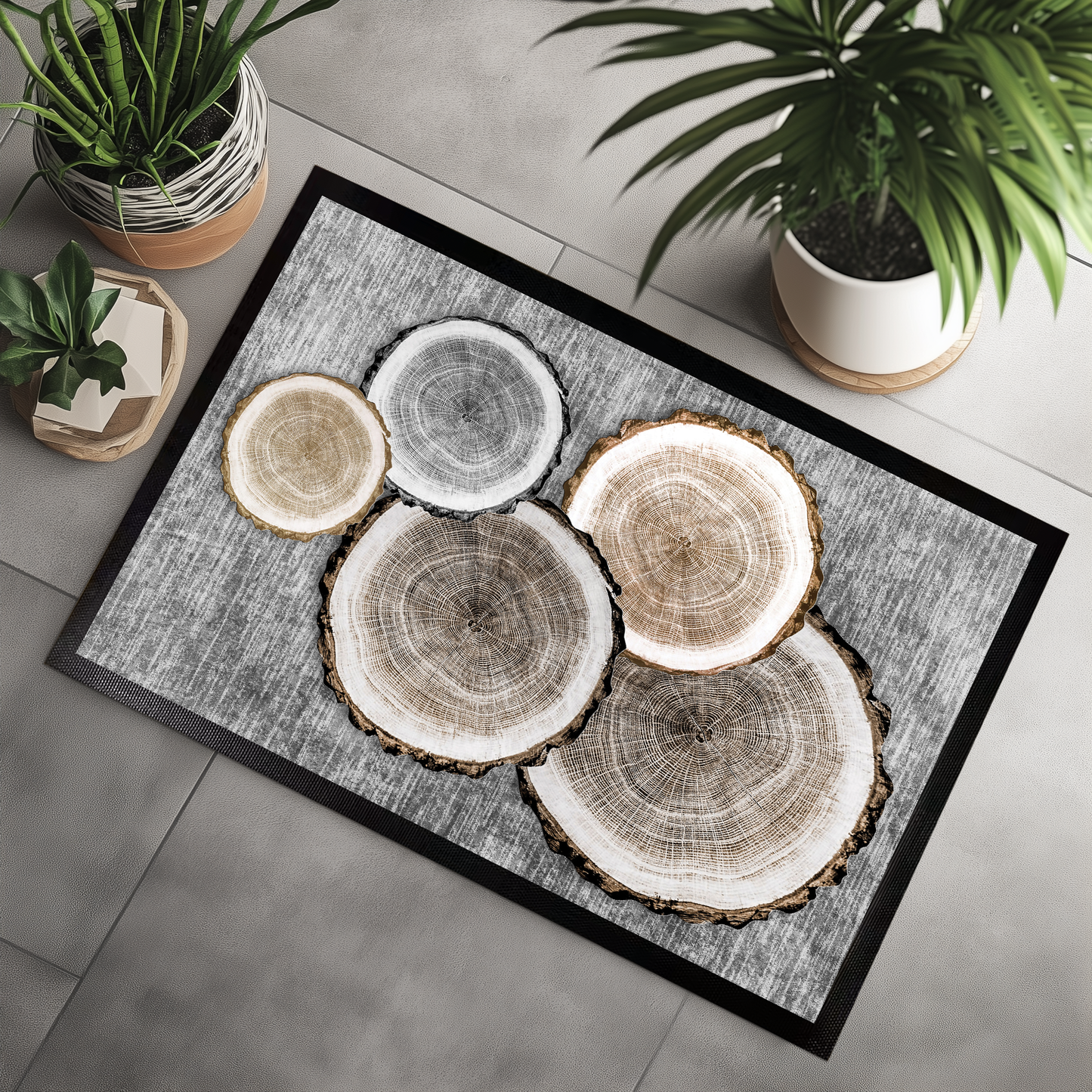 Rustic Wood Slice Doormat: Farmhouse Entryway Decor, Indoor Outdoor Mat