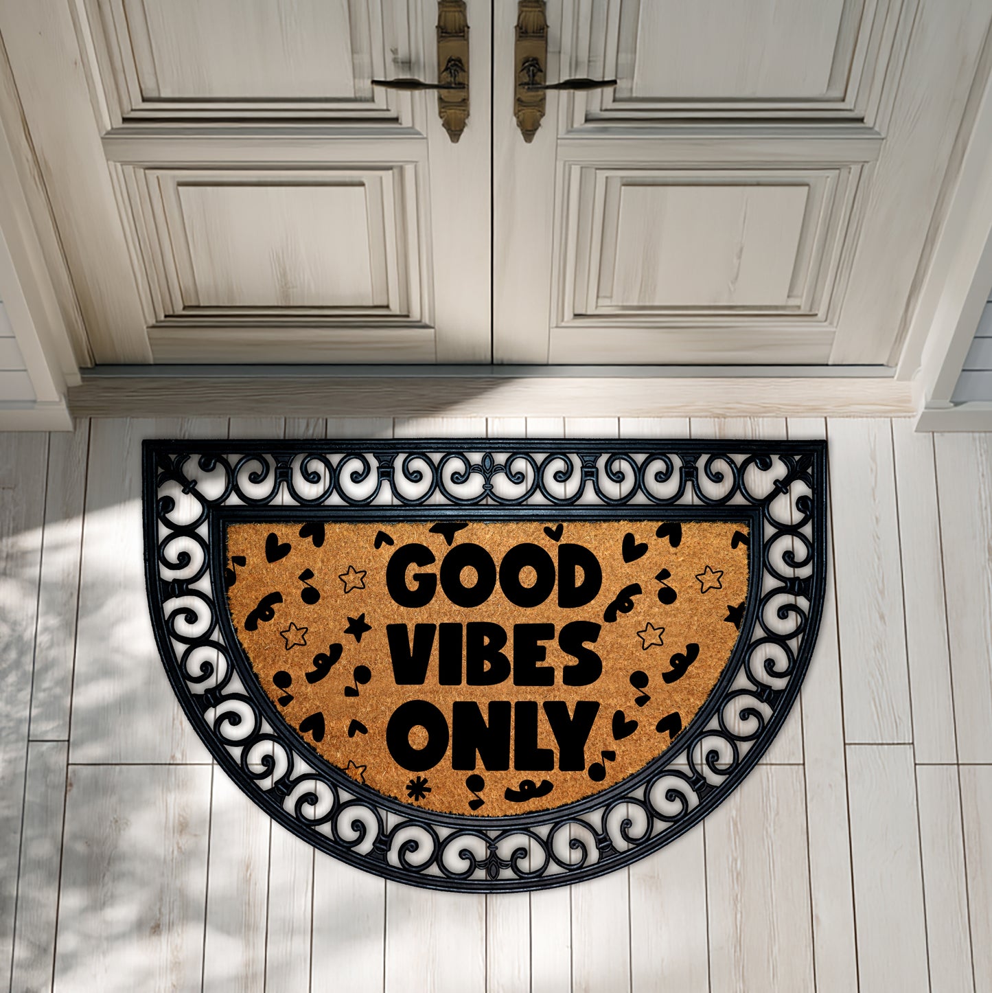 Positive Vibes Await, Happy Home Entry Mat, Funny Welcome!