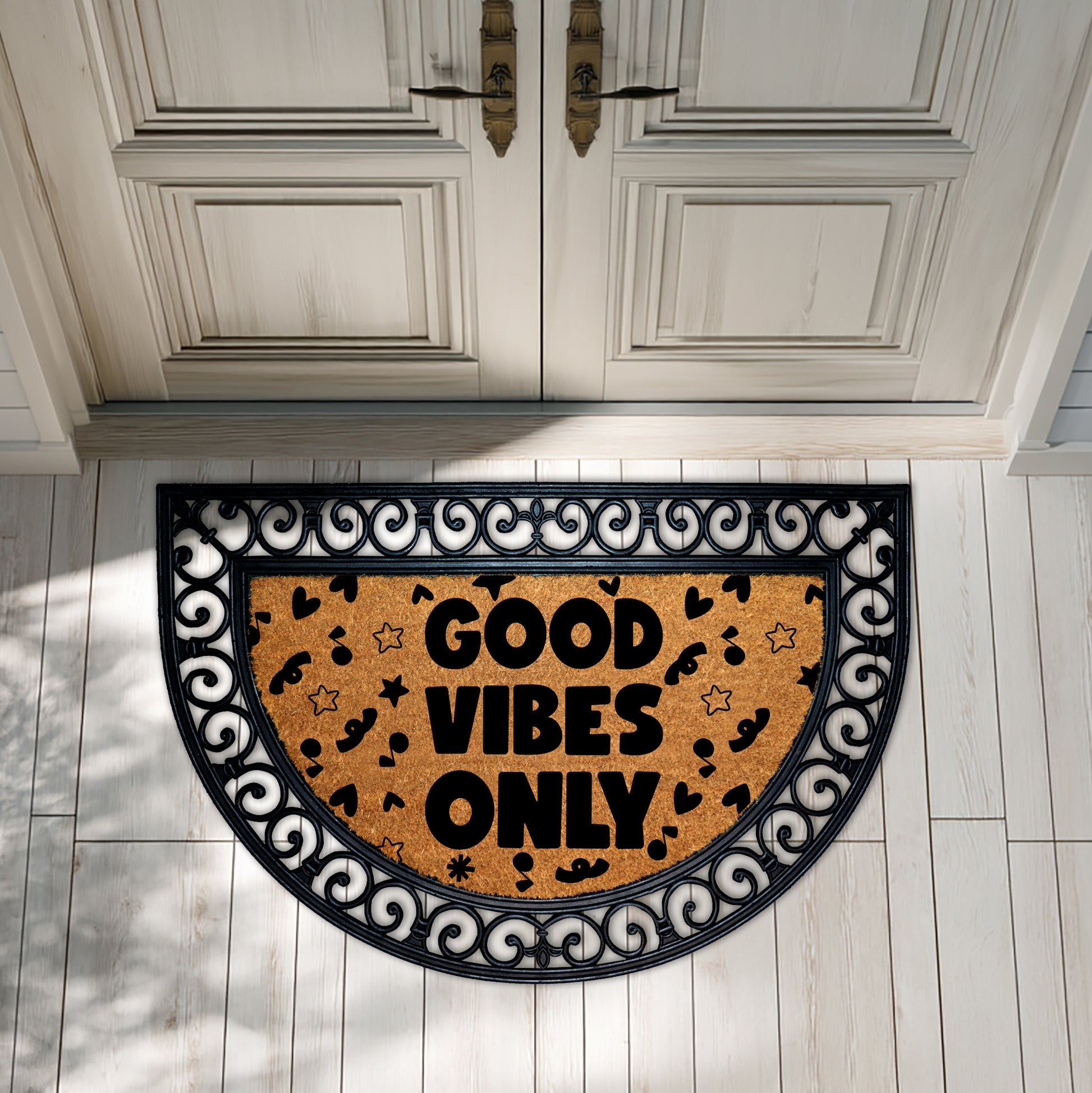 Positive Vibes Await, Happy Home Entry Mat, Funny Welcome!