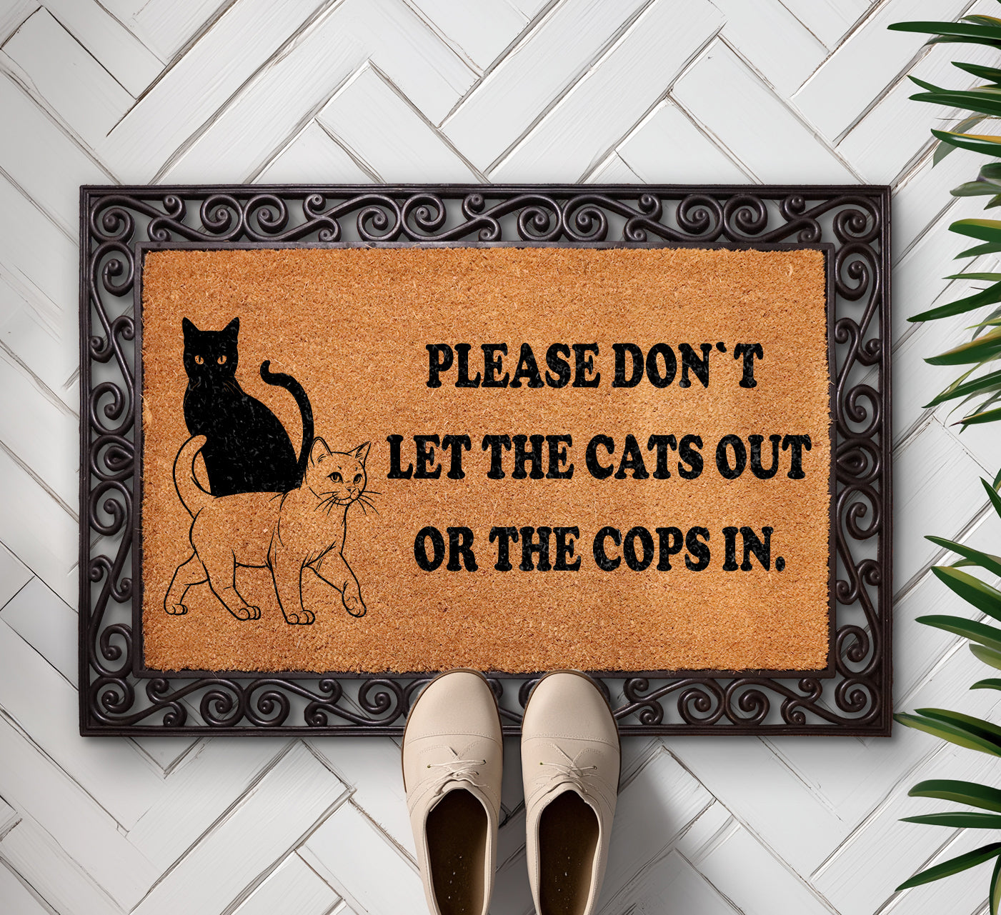 Cat Lover Welcome Mat, Funny Cat Theme Entrance Rug, Pet Gift