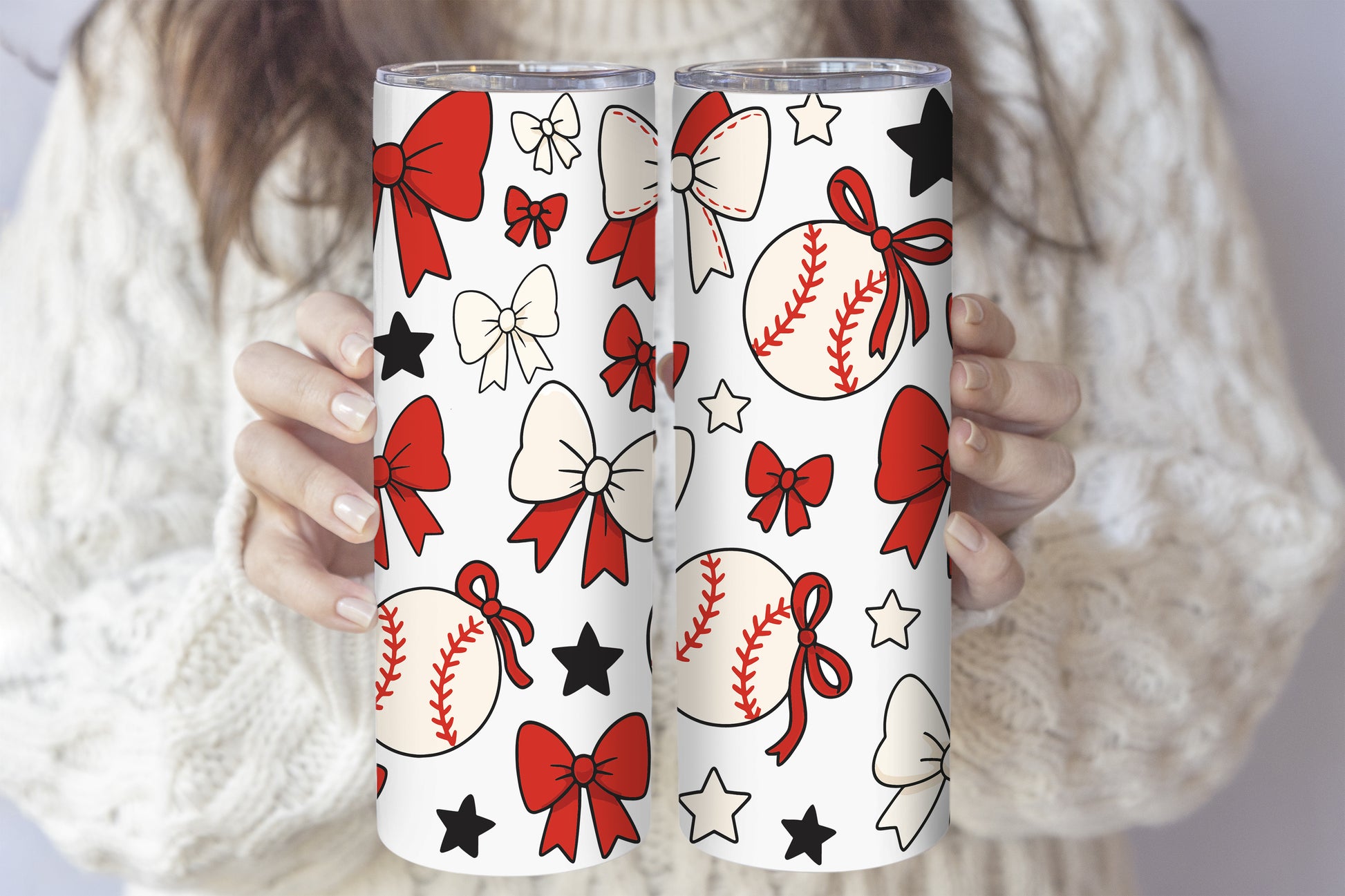 Stylish Baseball Mom Insulated Tumbler: Girly Reusable Cup with Straw
