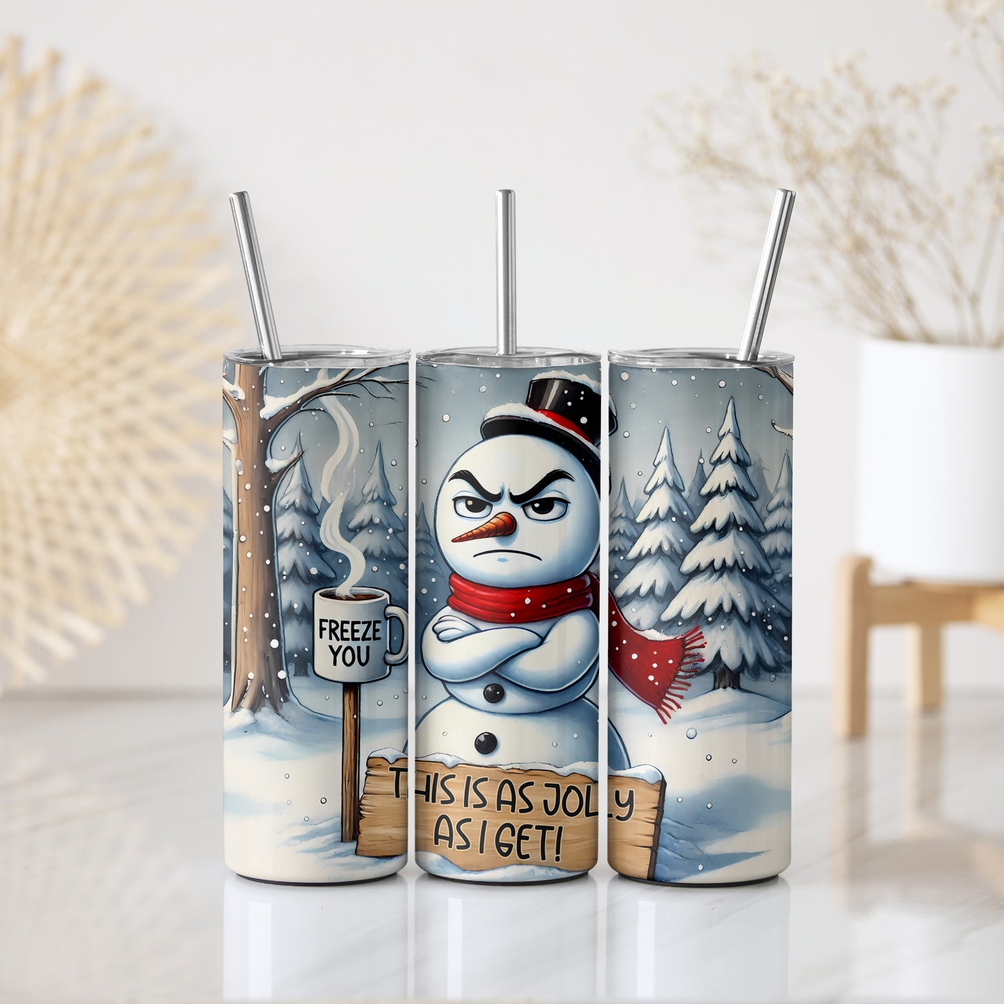 Quirky Snowman Tumbler, Festive Family Jolly on Winter Adventure