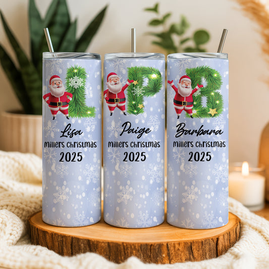 Custom Initials Tumbler Set, Festive Family Party Cups, Holiday Gift