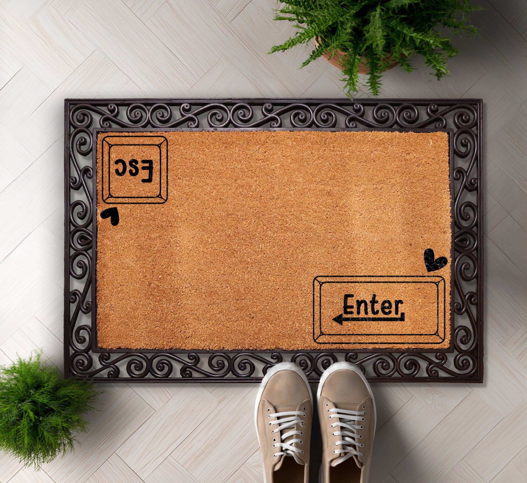 Cleverly welcome guests with Enter & Esc Keyboard Coir Doormat.