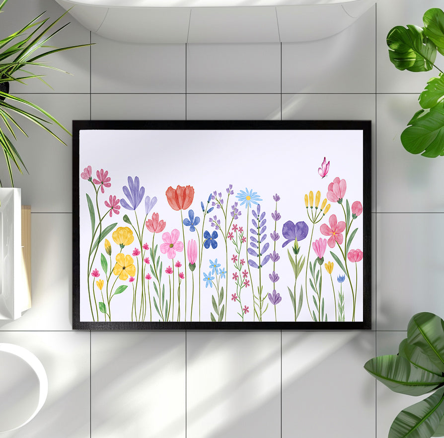 Botanical Blooms Bath Mat: Whimsical Floral Charm for Your Bathroom