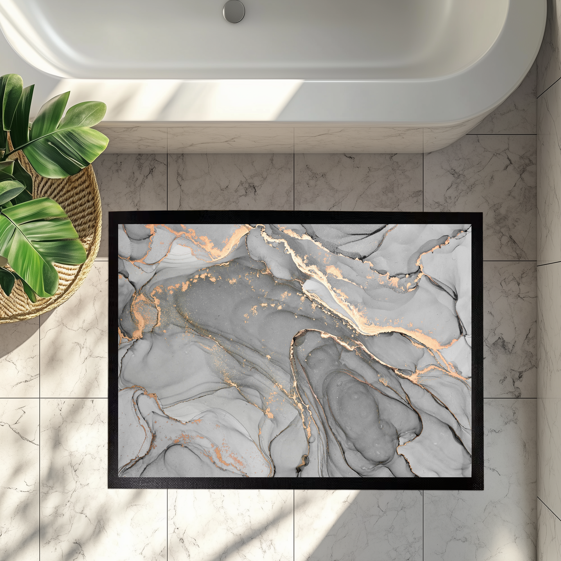 Luxury Marble Print Doormat, Abstract Bath Rug, Unique Housewarming Gift