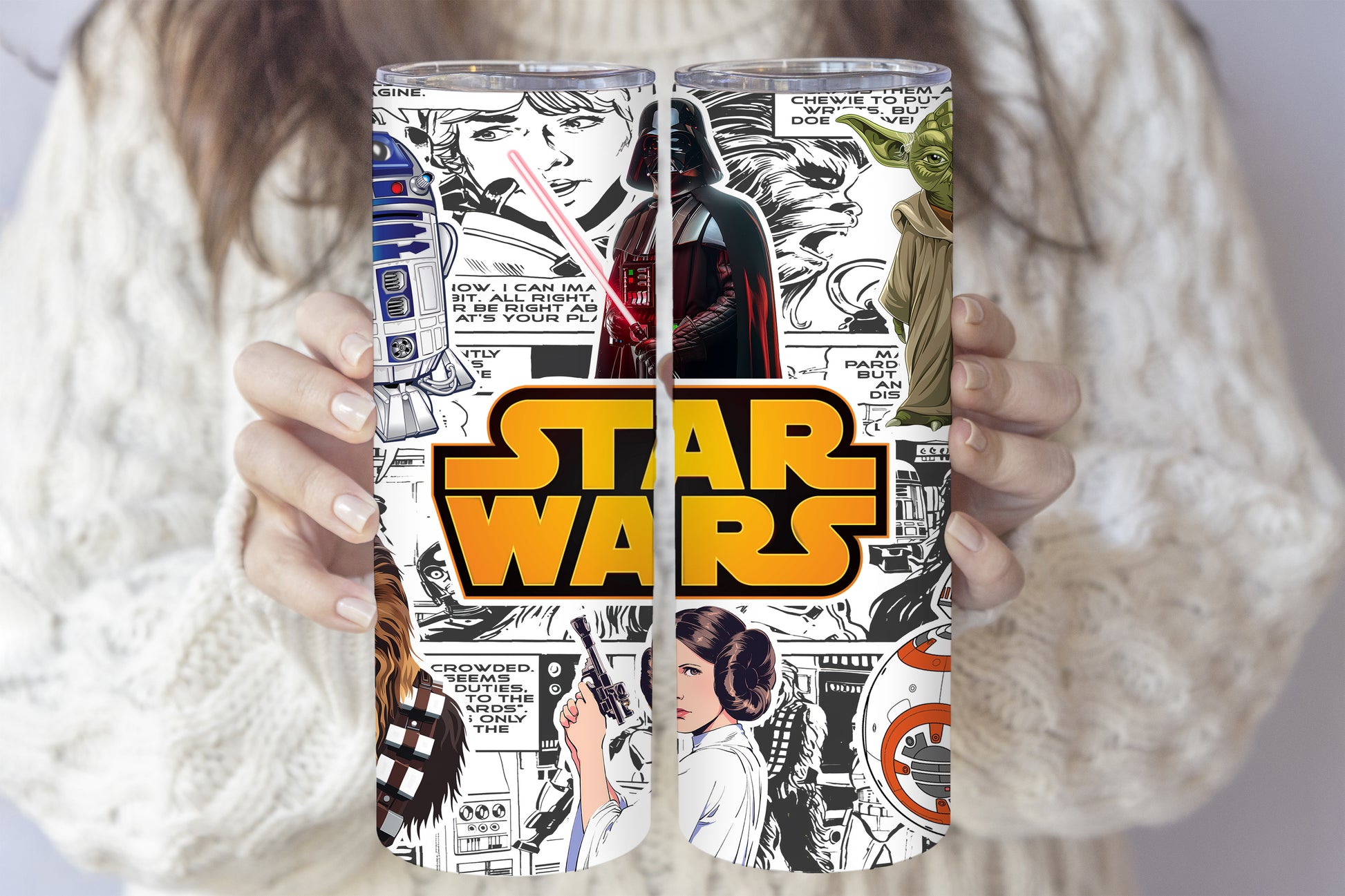 Star Wars Tumbler, Baby Yoda, Darth Vader, Chewbacca 20oz Travel Cup