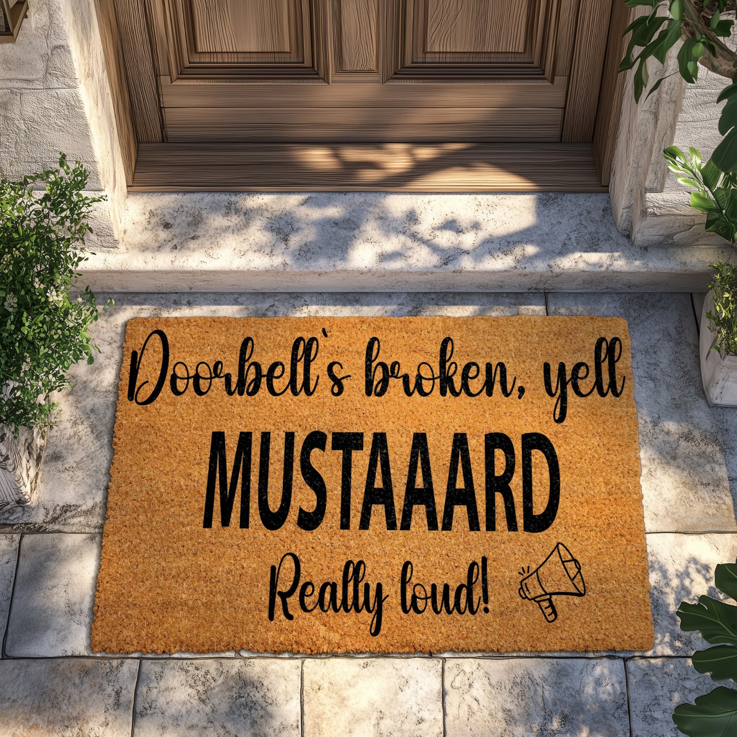 Mustard Funny Welcome Mat, Rapper Front Porch Rug, Superbowl Fan Gift