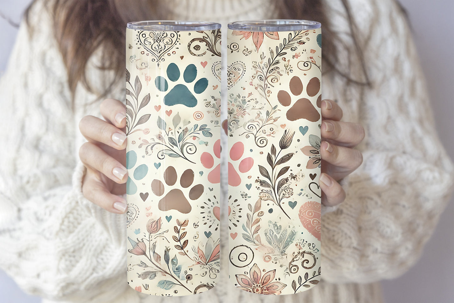 Retro Dog Paw Steel Tumbler, Vintage Design Lover's Gift Bottle