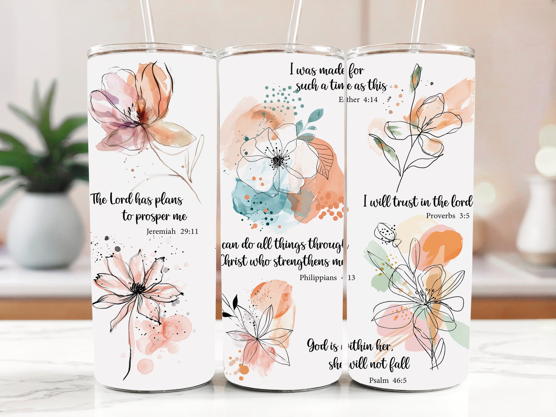 Christian Scripture Tumbler, Faith-Based Drinkware: Religious Gift of Inspiration