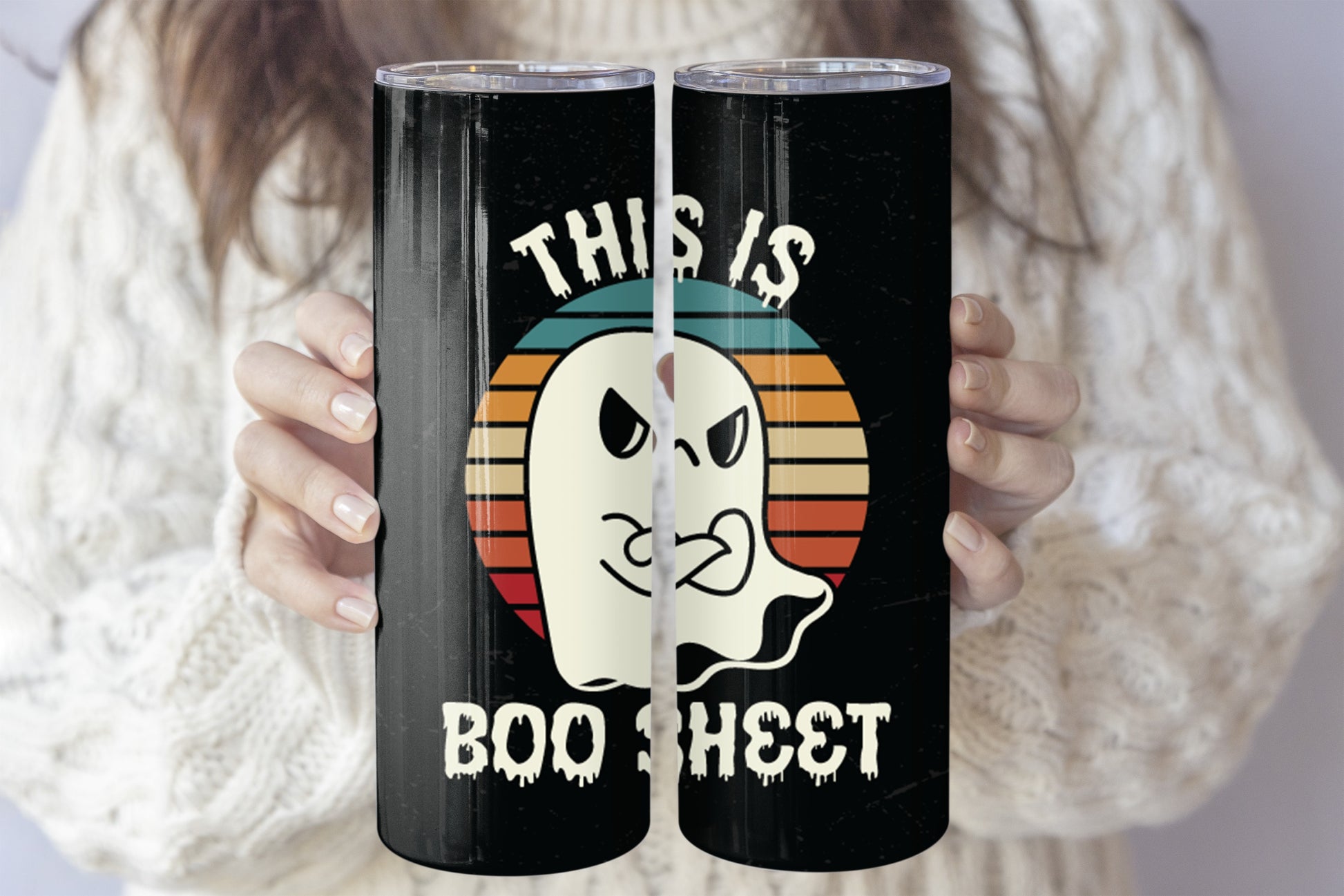 Spooky Season Stainless Steel Tumbler, Cute Ghost Insulated Water Bottle