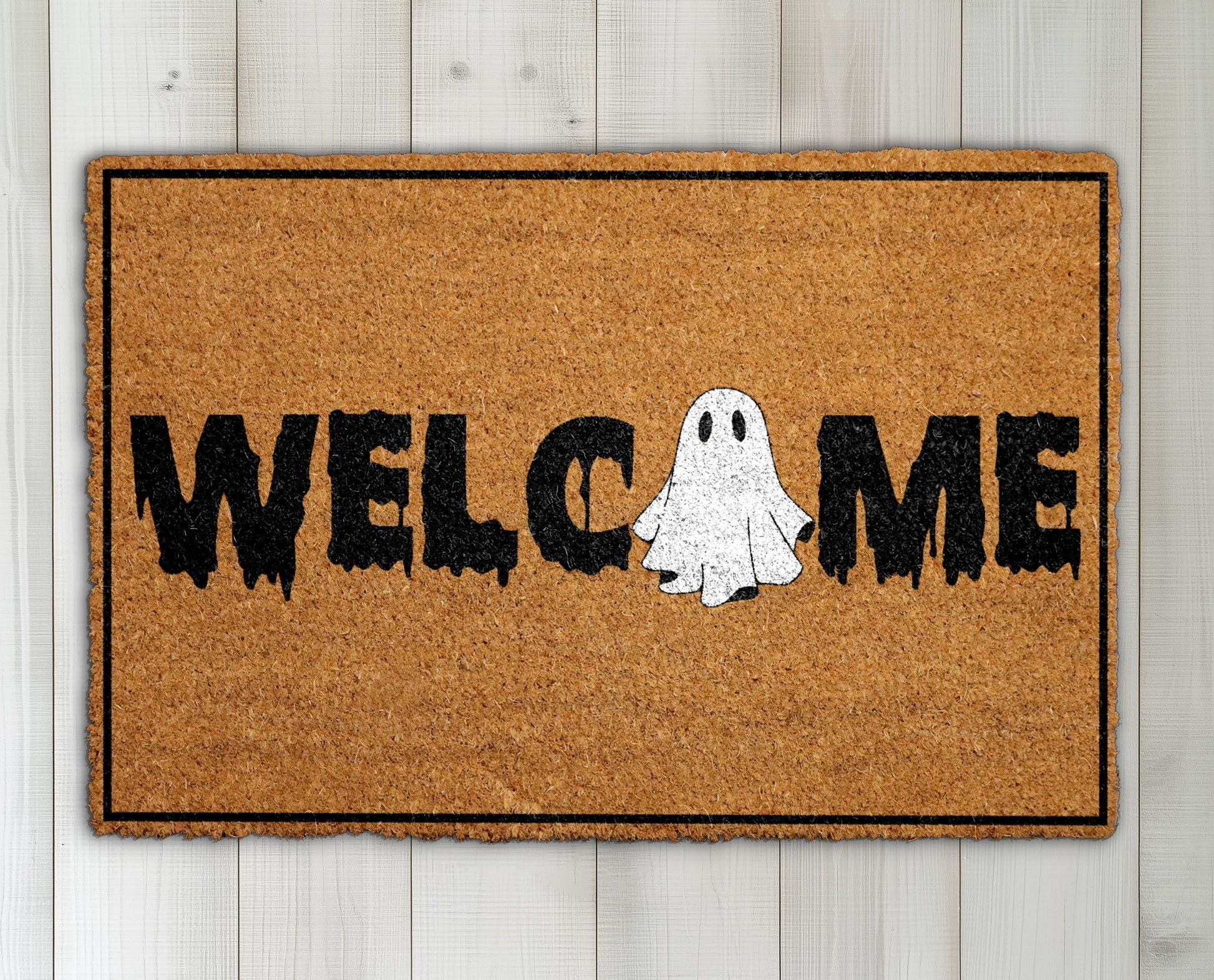Ghostly Welcome: Halloween Doormat, Spooky Outdoor Decor for Fall