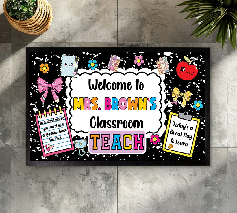 Personalized Teacher Name Doormat, Welcome To Classroom, Back to School