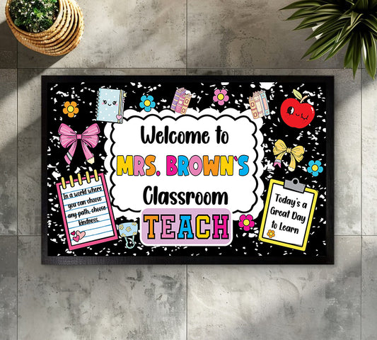 Personalized Teacher Name Doormat, Welcome To Classroom, Back to School