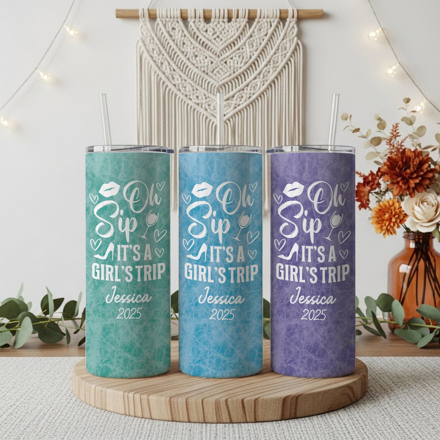 Personalized Insulated Tumbler Set: Girls Trip Essentials, Travel in Style!