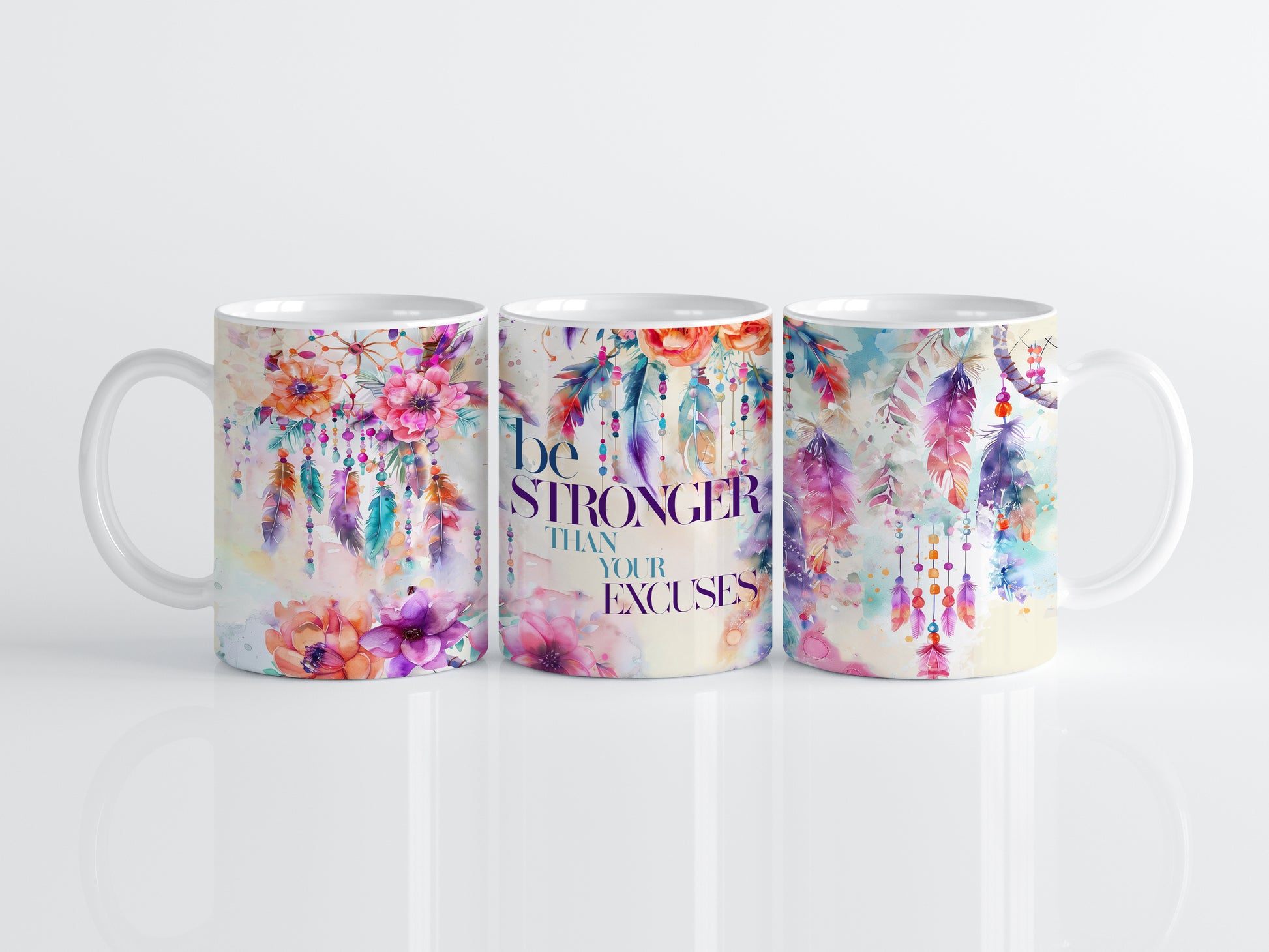 Empower Your Day with Dreamcatcher Design Inspo Mug, Boho Style