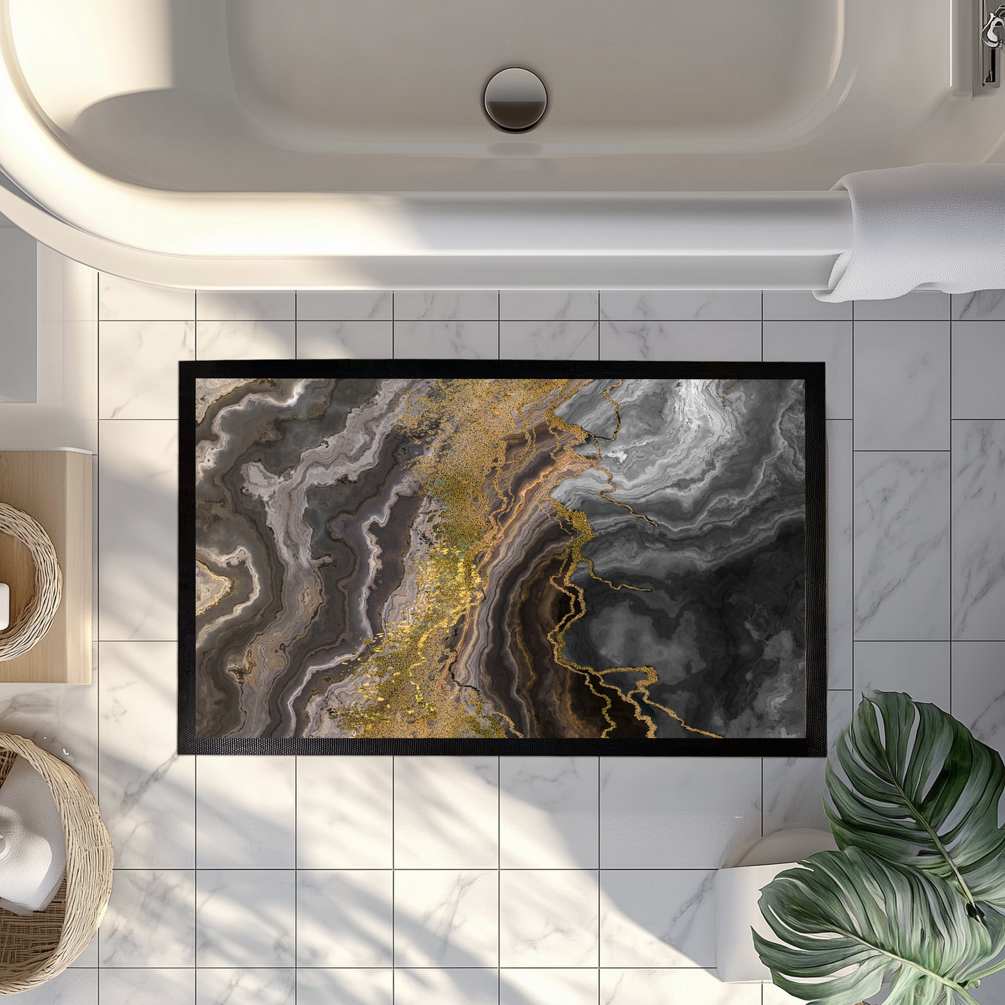Luxury Marble Print Doormat, Abstract Bath Rug, Unique Housewarming Gift
