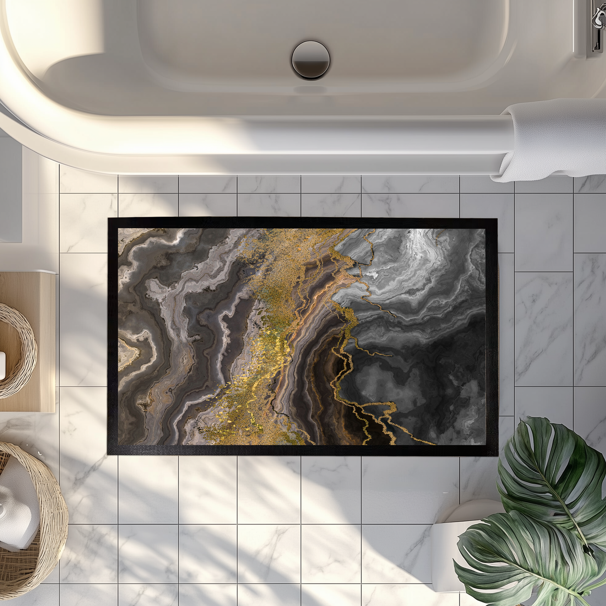 Luxury Marble Print Doormat, Abstract Bath Rug, Unique Housewarming Gift