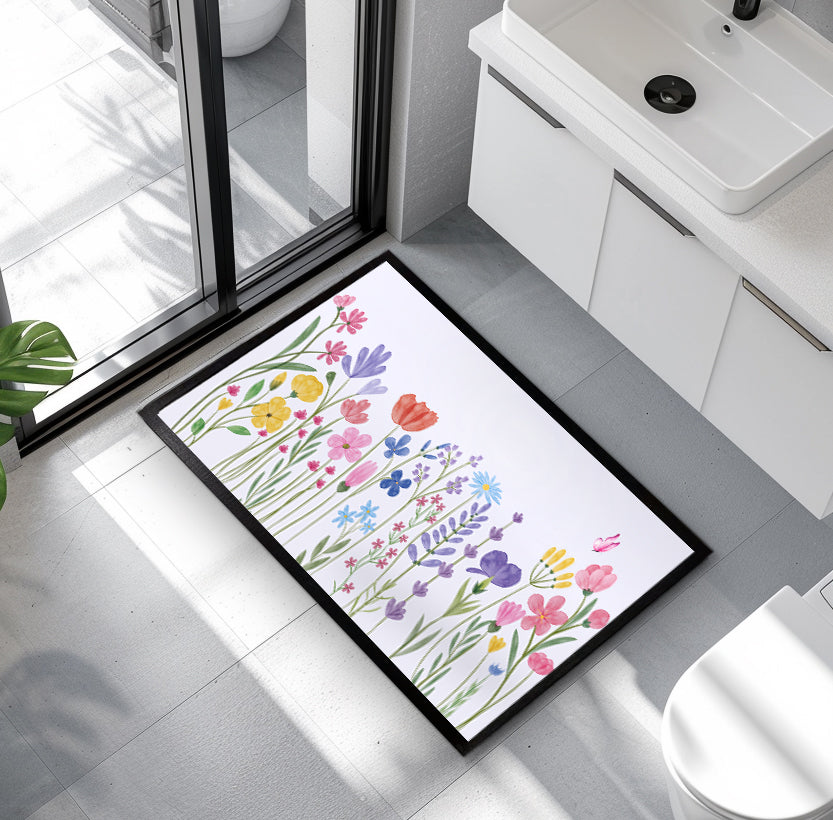 Botanical Blooms Bath Mat: Whimsical Floral Charm for Your Bathroom