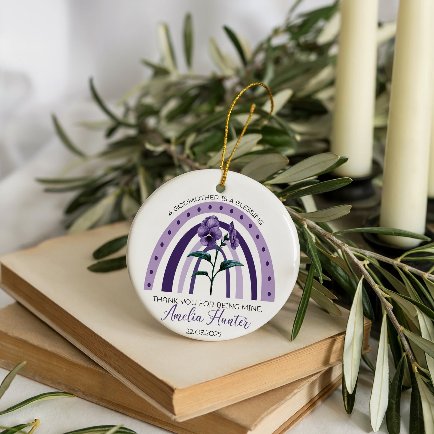 Thank You Godmother Ceramic Ornament, Baptism Keepsake, Proposal Souvenir