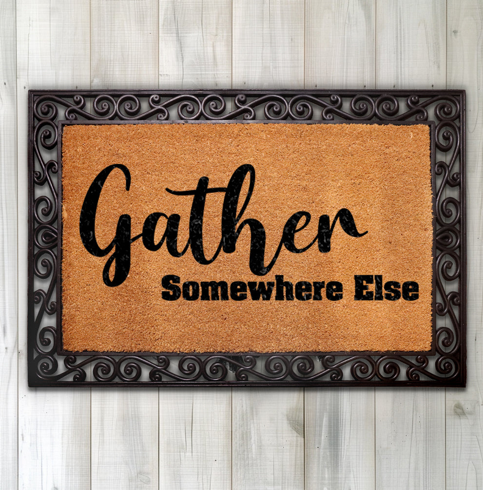 Sarcastic welcome mat, humorous doormat for outdoor entryway humor.