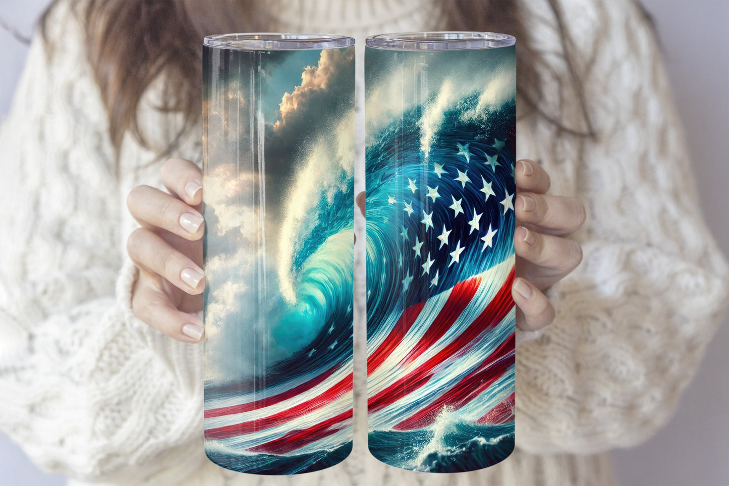 Ocean Wave Tumbler: Fourth of July Stainless Steel Patriotic Cup