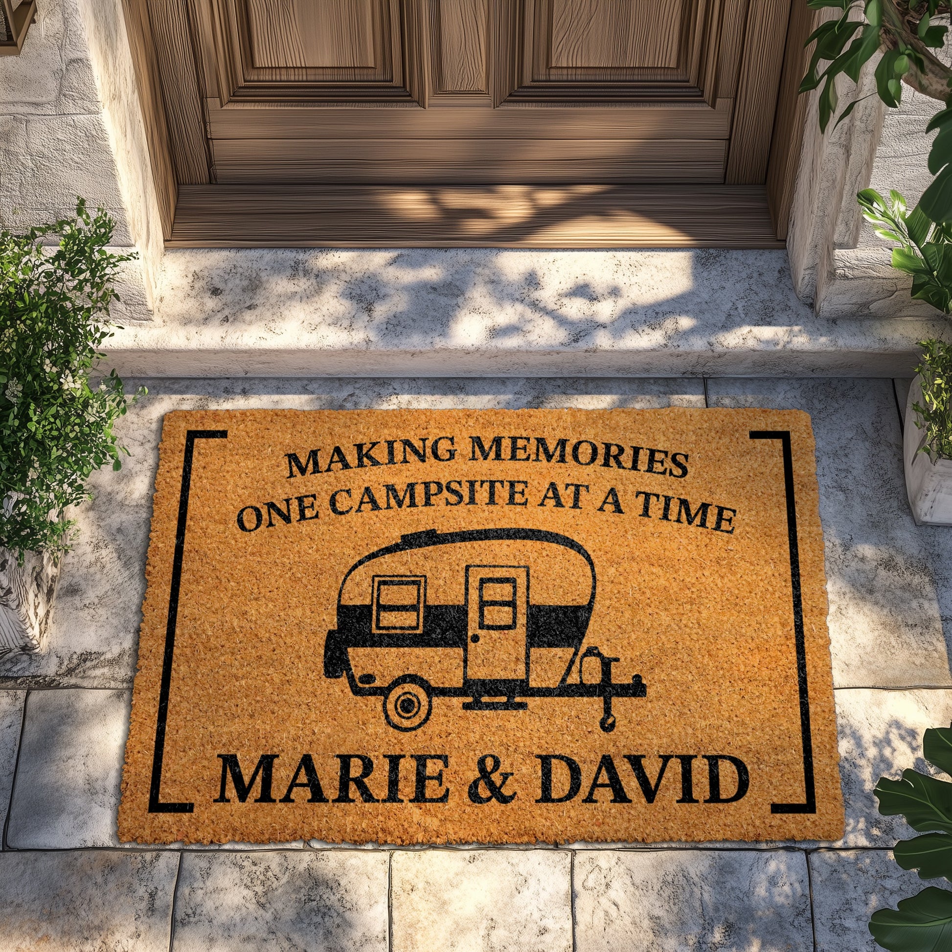 Personalized Couples RV Mat: Making Memories, Camping Family Glamping Decor
