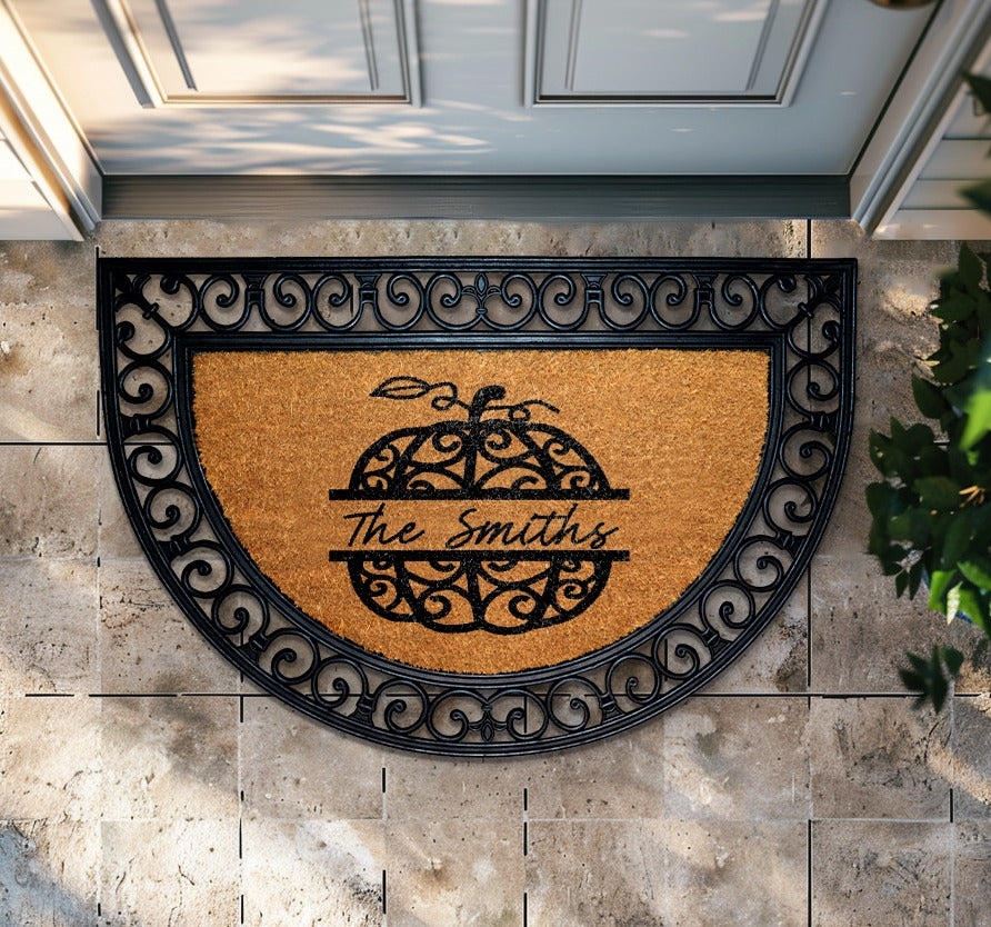 Personalized Last Name Pumpkin Doormat, Fall Home Decor, Housewarming Gift