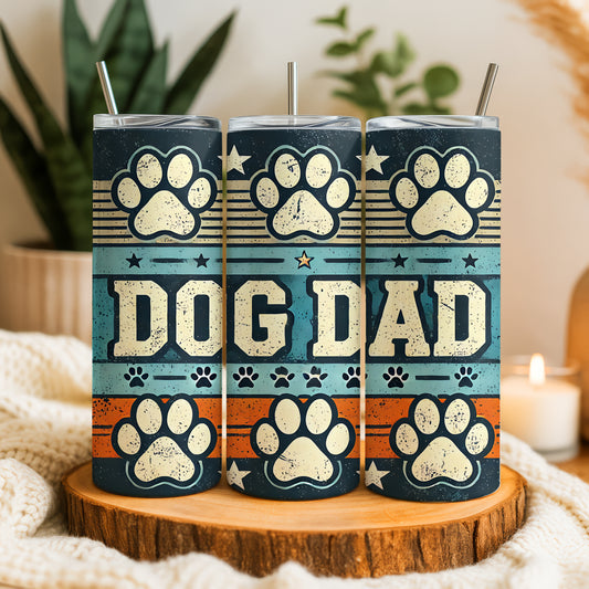 Dog Dad Stainless Steel Tumbler, Father's Day Gift with Straw