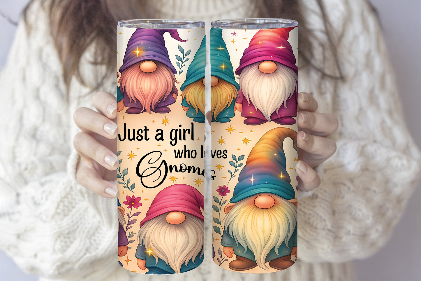 Charming Gnome Art Steel Tumbler, Perfect For Gnome Lovers!
