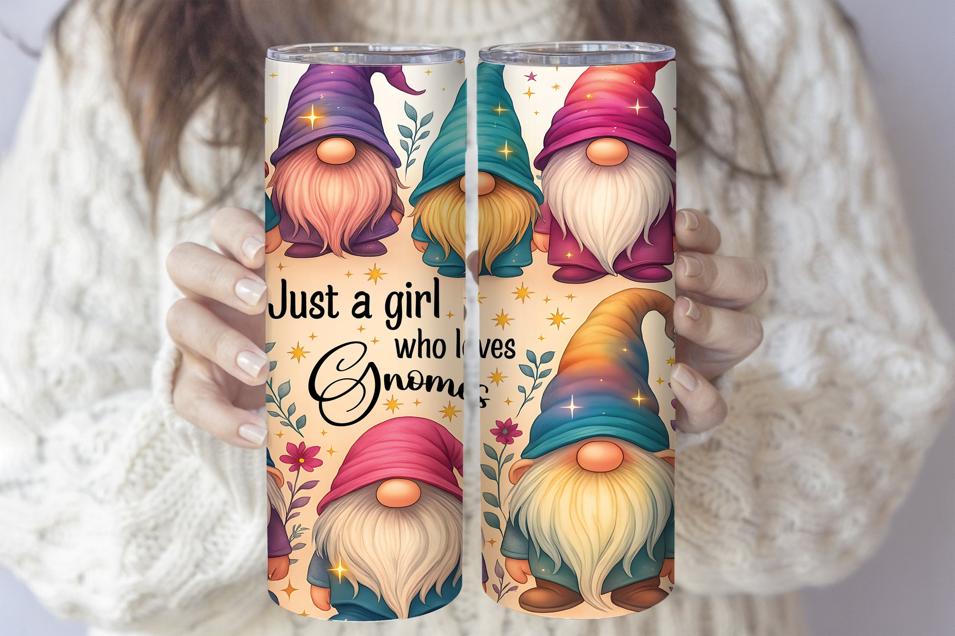 Charming Gnome Art Steel Tumbler, Perfect For Gnome Lovers!