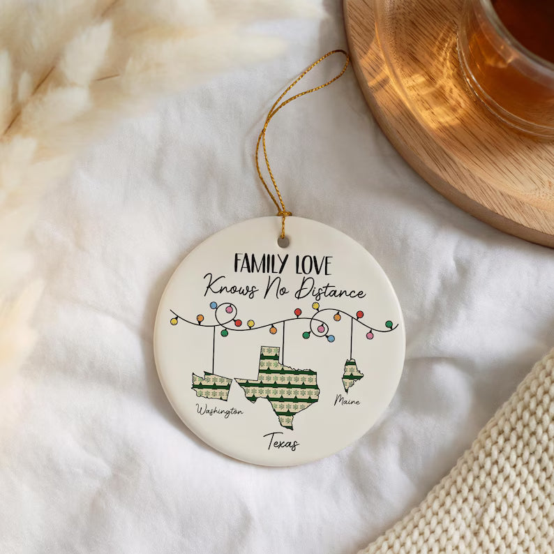 Custom State to State Christmas Ornament | Long Distance Gift