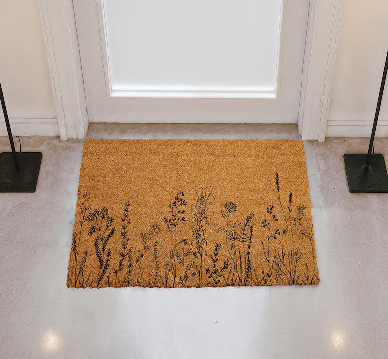 Wildflower Coir Doormat | Cottagecore Welcome Mat