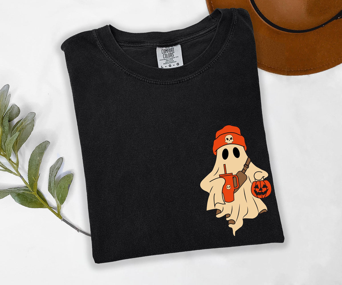 Halloween Ghost Comfort Colors® T-Shirt, Pocket Spooky Ghost Shirt, Fall Season Sweatshirt, Boo Ghost Tee, Pumpkin Season Shirt, Retro Ghost