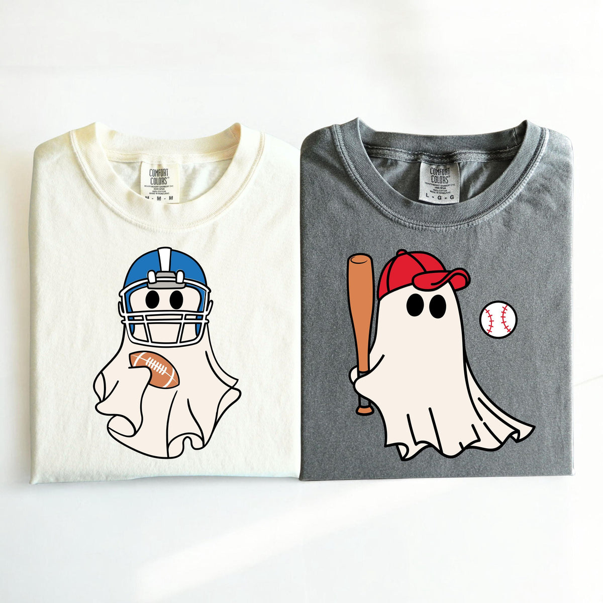 Halloween Ghost Sport Lovers Comfort Colors® Shirts, Athletic Ghost Design Team Matching T-Shirts, Cute Spooky Season Party Crewneck Tee