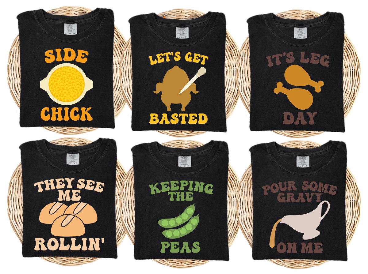 Humorous Thanksgiving Comfort Colors® T-Shirts, Fall Season Family Matching Shirts, Thanksgiving Dinner Group Tees, Pumpkin Season Crewneck