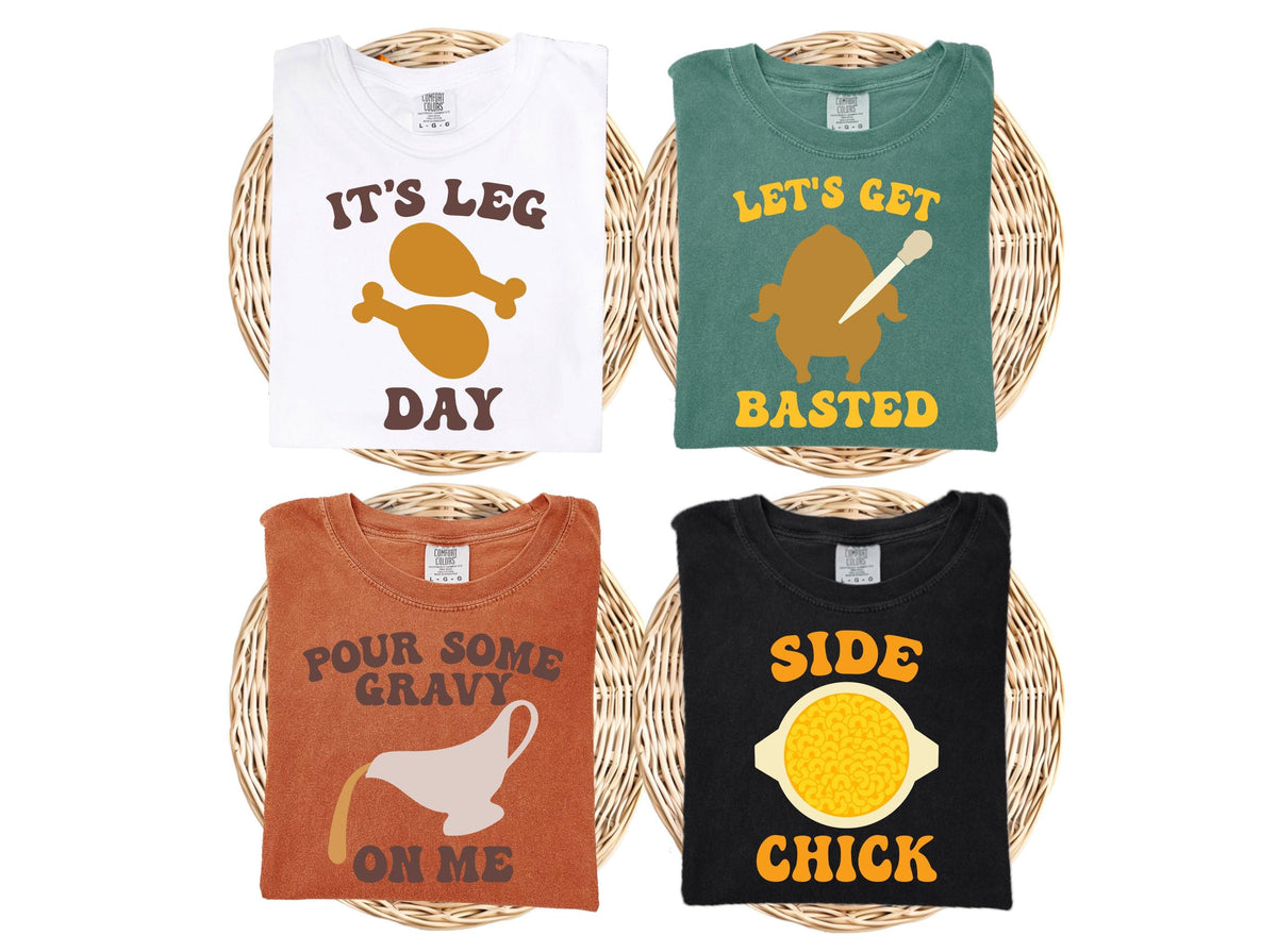 Humorous Thanksgiving Comfort Colors® T-Shirts, Fall Season Family Matching Shirts, Thanksgiving Dinner Group Tees, Pumpkin Season Crewneck