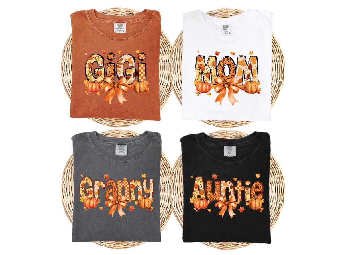 Fall Mama and Grandma Comfort Colors® T-Shirts, Fall Season Family Matching Shirts, Women Thanksgiving Tees, Autumn Pumpkin Season Crewneck