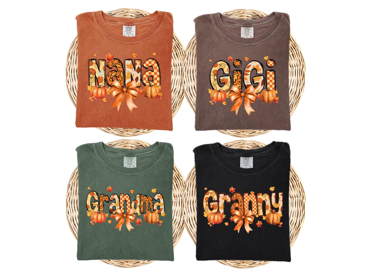 Fall Mama and Grandma Comfort Colors® T-Shirts, Fall Season Family Matching Shirts, Women Thanksgiving Tees, Autumn Pumpkin Season Crewneck